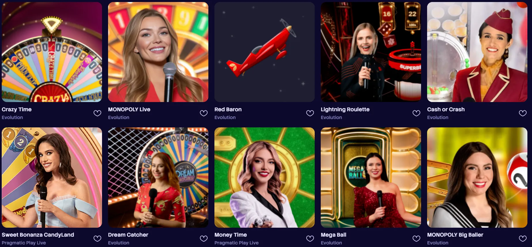 Spinogrino Casino game shows