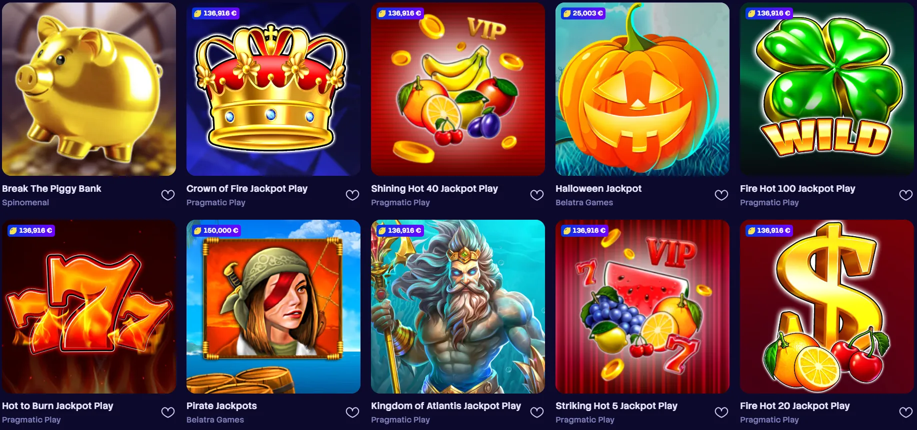 Spinogrino Casino jackpots