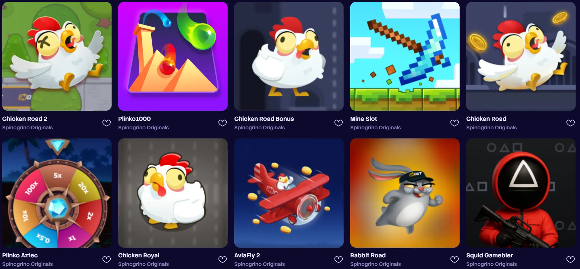 Spinogrino Casino original games