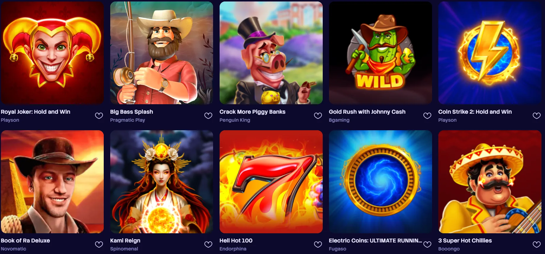 Spinogrino Casino top games